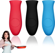 Silicone Hot Handle Holders 3Pcs Rubber Pot Handle Sleeve,Heat Resistant Skillet