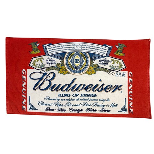 Budweiser Beach Towel 33x62 Red King of Beers Retro Logo Anheuser Busch