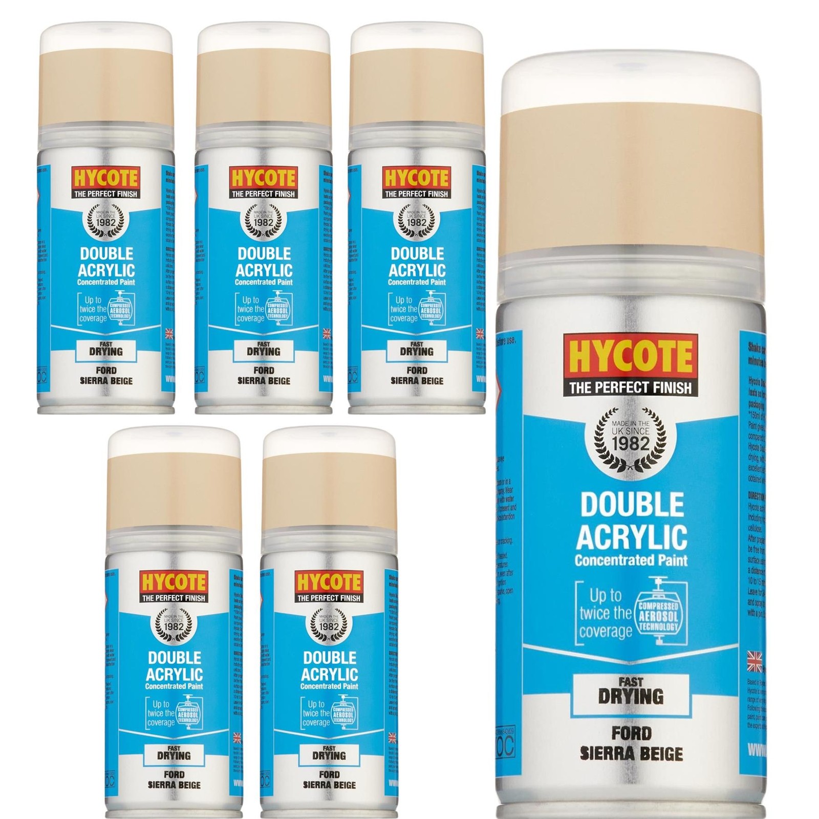 Hycote Colour Spray Paint XDFD112 Ford Sierra Beige 150ml x6