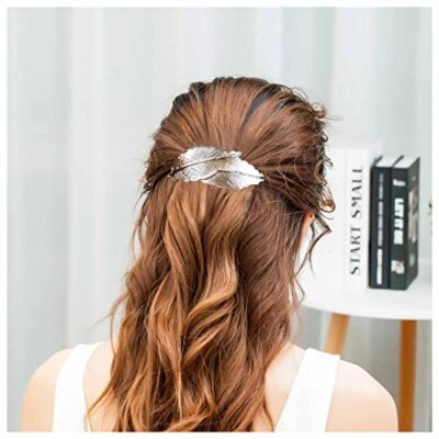 Vintage Metal Alloy Leaf Hair Clip Barrette Minimalist Hair 