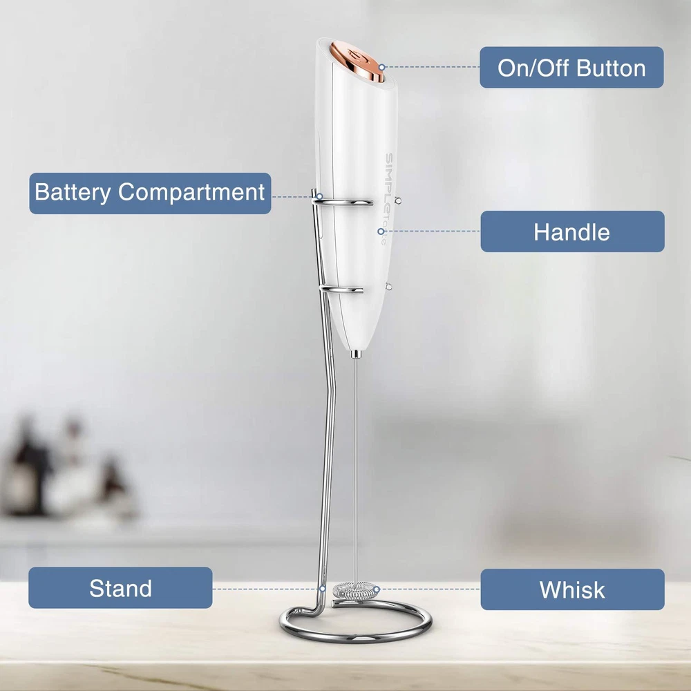 Milk Frother Handheld Battery Operated Electric Foam Maker, Drink Mixer with ...