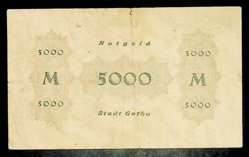 1923 Alemania GOTHA 5000 marcos billete de banco/dinero de emergencia - Imagen 2 de 2
