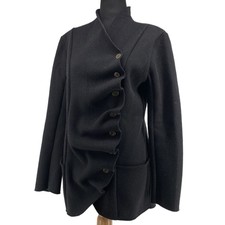 Rebecca King Asymmetrical Button Jack Sweater Button Wool Blend Minimalist Sz S