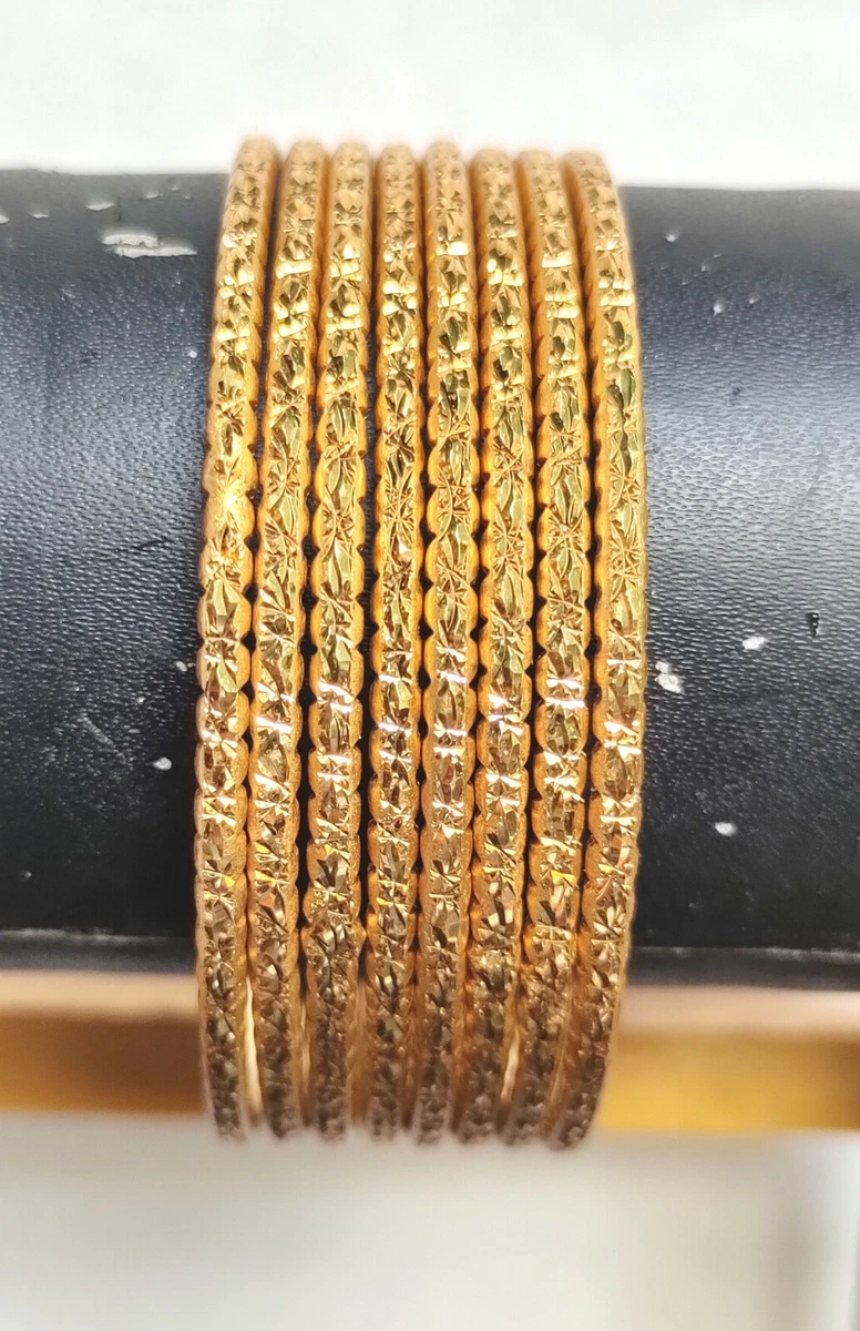 22K Indian 2 Pcs Gold Plated Bangles All Time Chur Churi 2.4 Set ja408