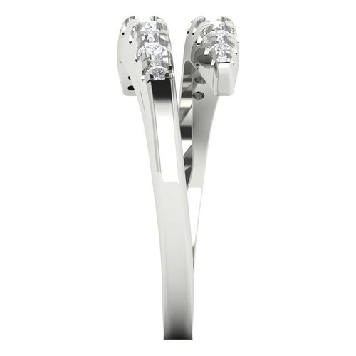 0.235 tcw Round Cut Statement Cocktail Ring for Women, 14K White Gold Clear - Picture 3 of 5