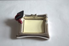 Laurea porta bigliettini in resina argentata tocco disegno pergamena fiocco