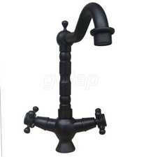 Black Oil Rubbed Bronze Kitchen Bar Sink Faucet Swivel Spout Bathroom Mixer Tap
