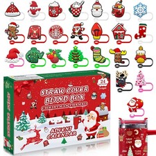 Christmas Advent Calendar 2024 Straw Toppers Countdown Calendars 24 Days of S...