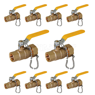 Midline Valve Brass Full Port Hose Ball Valve with Chain and Cap, FIP x Hose