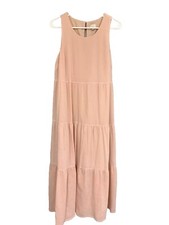 A New Day Pink Maxi Dress M Sleeveless Tiered Lightweight Boho Flowy Summer