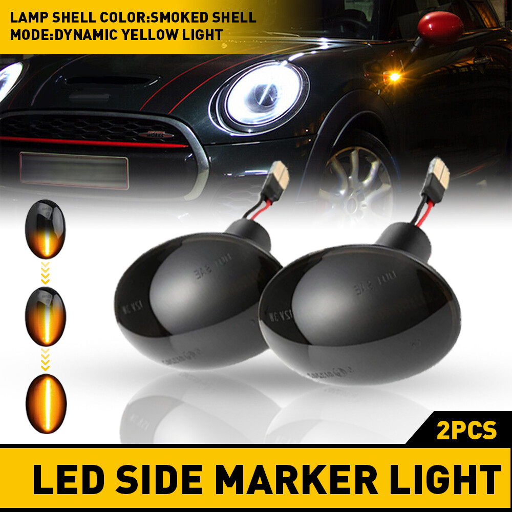 Mini Cooper R55 R56 R57 R58 R59 LED Side Marker Light with Dynamic Turn Signal Pair