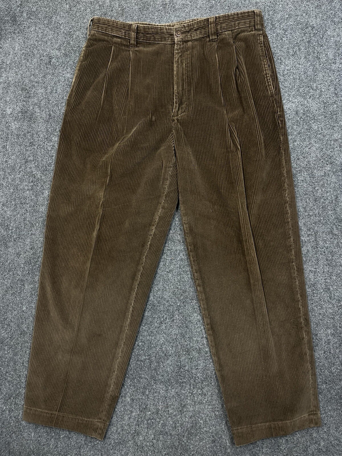 Vtg Abercrombie Corduroy Pants 36x30 Brown Relaxed Baggy 90s Pleated Cords Y2K