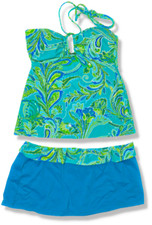 Ralph Lauren Bandeau Halter Tankini Top 8  Skirted Bottom 10 Swimsuit Set