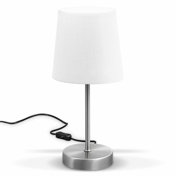Tischlampe Stoff Dekoleuchte Nachttisch-Leuchte Wohnzimmerlampen E14 Weiß Led-image