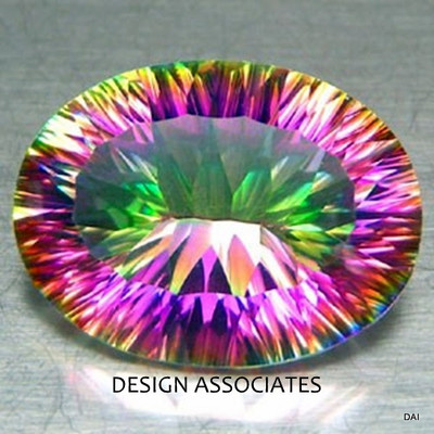  RAINBOW QUARTZ  CONCAVE OVAL CUT 20 X 15  MM  (122524)