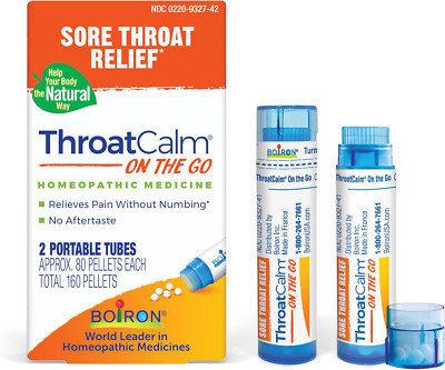 Boiron Throatcalm on the Go for Dry, Scratchy, Sore Throat, Hoarse, 160 Pellets