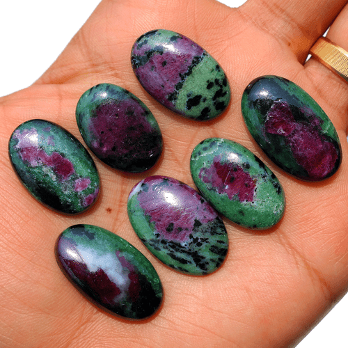 7 Pcs Natural Ruby Zoisite Hi-Quality 23.4mm-28.6mm Oval Cabochon Gemstones Lot - Picture 9 of 11