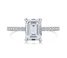 Sterling Silver 925 CZ Solitaire Pav  Engagement Wedding Ring 4-10