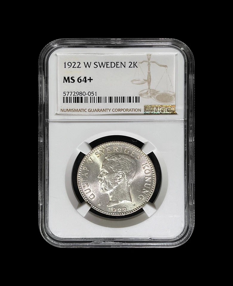 SWEDEN. 1922, 2 Kronor, Silver - NGC MS64 - Gustaf V, + grade - Image 2 of 4