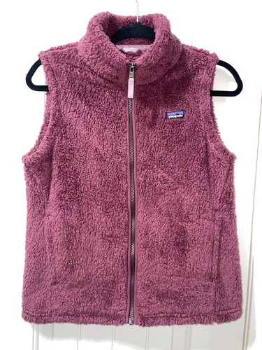 Patagonia Youth Los Gatos Maroon Fleece Full Zip Sherpa Vest Sz XXL 16/18
