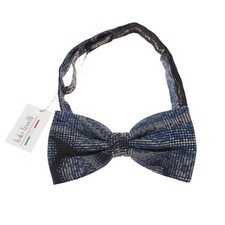 Italo Ferretti NWT Bow Tie Adjustable Size in Blues/Black/Cream Wool/Silk Blend