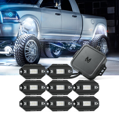 MICTUNING RGBW LED Rock Lights, 8 Pods Bluetooth Underglow Underbody Neon Lights