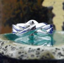 925 Sterling Silver Puzzle Ring - Sizes 6-12 - 4 Interlocking Bands