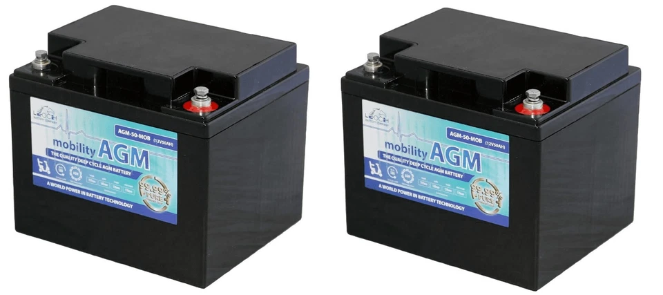2x 12V 50Ah Leoch Deep Cycle Batteries For Mobility Scooter Replaces 40ah 45ah