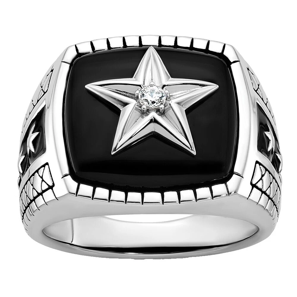 Anillos De Oro Blanco de la estrella para hombres