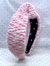 Lele Sadoughi Madison Knotted Headband Pink White Fuzzy