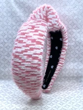 Lele Sadoughi Madison Knotted Headband Pink White Fuzzy