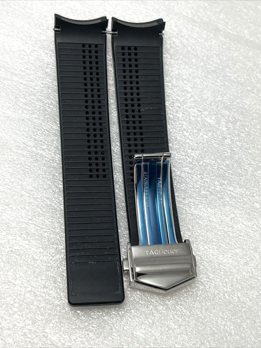 TAG Heuer Watch Strap Band 20 x 18 Black Rubber WITH SS