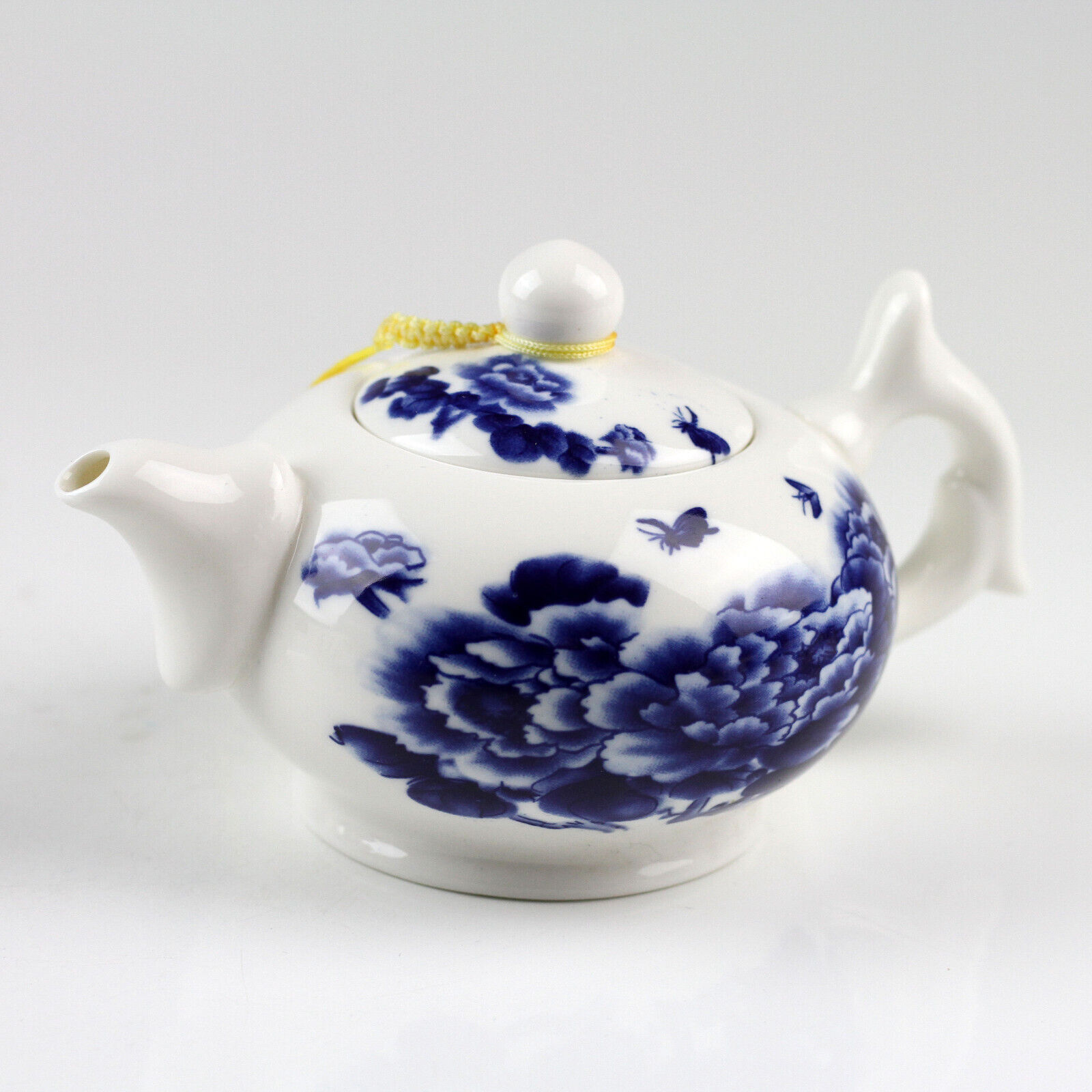Chinesisches Teeservice Porzellan Pfingstrose, Porzellan blau-weiß handbemalt 