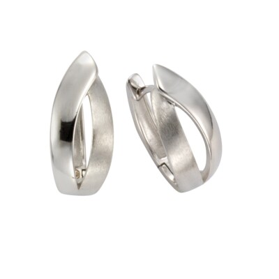 Creolen Ohrringe 925 Sterling Silber rhodinert, glänzend und mattierte Optik F