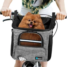 Dog Bike Basket Pet Bicycle Backpack Carrier for Handlebar Puppy Cat Safety Mesh
