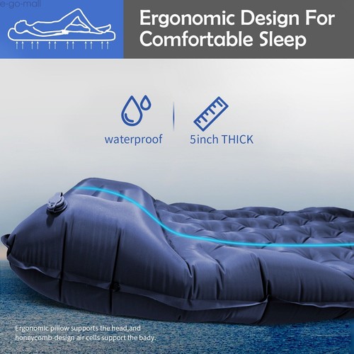 Inflating Sleeping Pad Waterproof 4-Season Camping Air Mattress Mat with Pillow - Picture 12 of 15