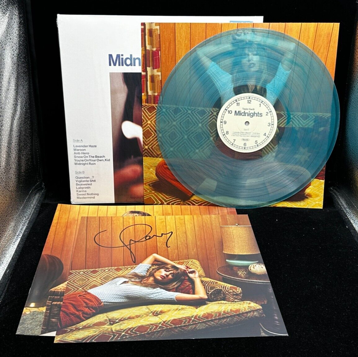 Taylor Swift Midnights Vinyl Record LP Album Moonstone Blue Signed Autograph