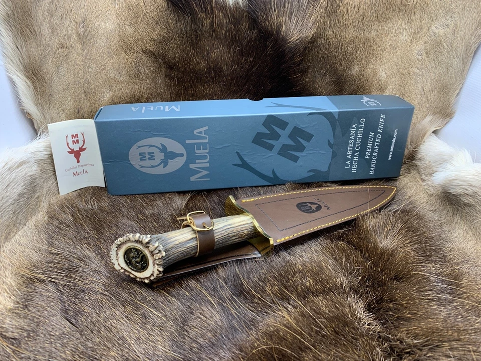 Cuchillo daga Serreno hecho a mano Muela asas de ciervo con funda como nuevo en caja +++ Foto 2 de 4