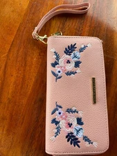 RAMPAGE  Women’s Zipper Wallet Light Pinkish/Coral with Flower Design
