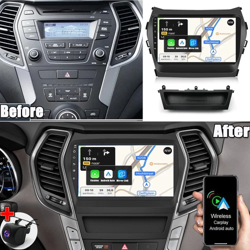 Radio estéreo para automóvil Android CarPlay GPS navegación BT para Hyundai Santa Fe IX45 2013-2018 - Imagen 7 de 24