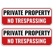 PHTTULE Private Property No Trespassing 10 x 3.5 inches, Red and White D2pc