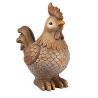 Dekofigur Hahn H. 44Cm Creme Braun Aus Kunststein Formano F26