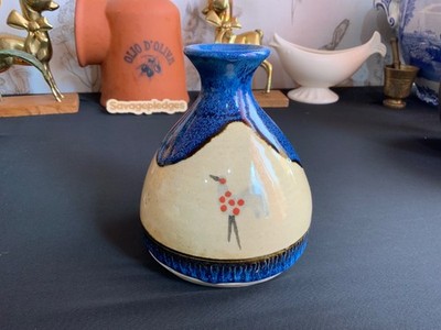 Mucros Keramik handbemalte Vase Kerry Irland 12 cm Vogelmotiv Vintage