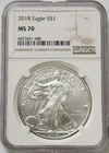 2018 Silver Eagle NGC MS70