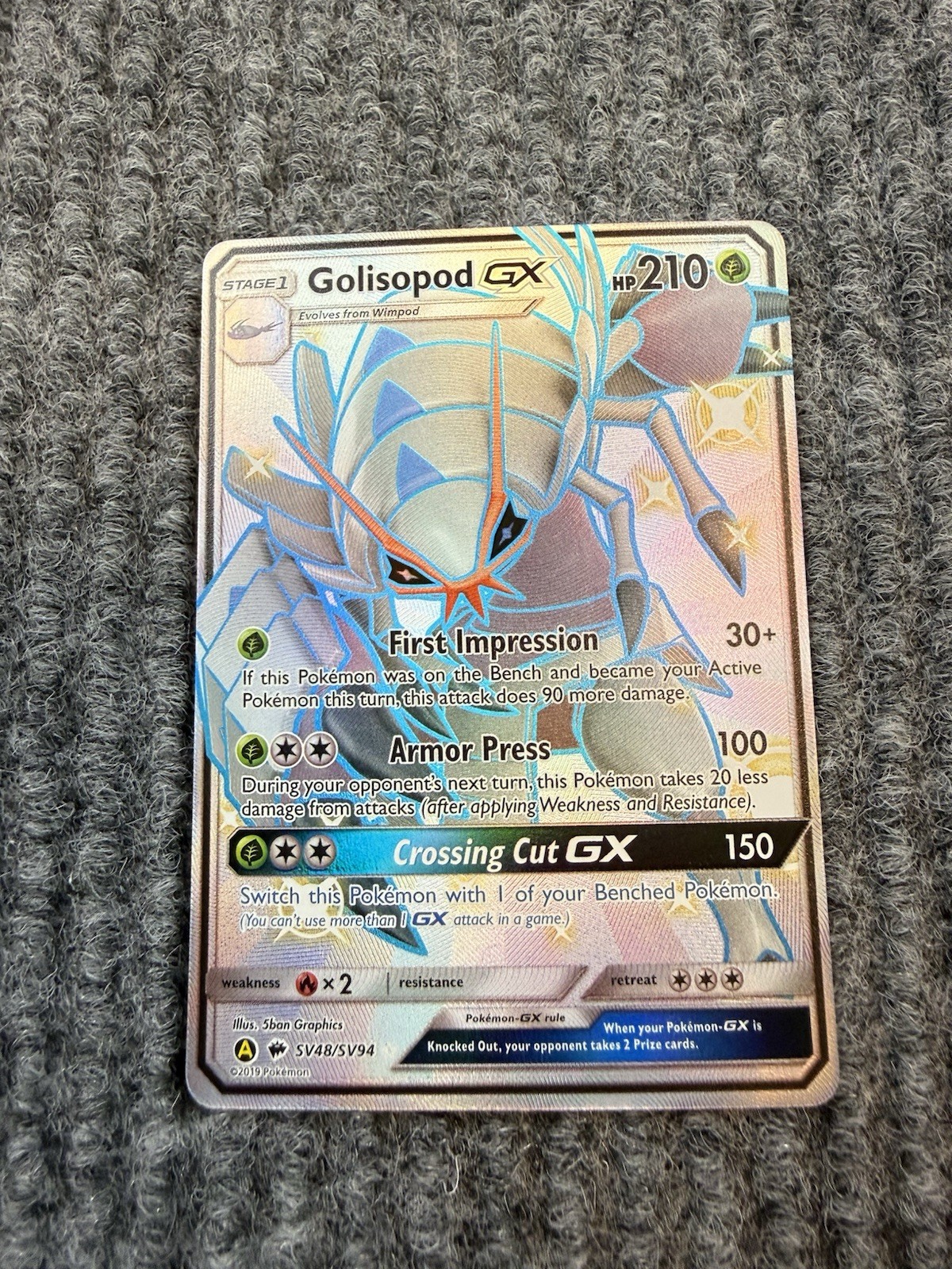 Golisopod GX SV48/SV94 Hidden Fates Holo Full Art Pokemon Card