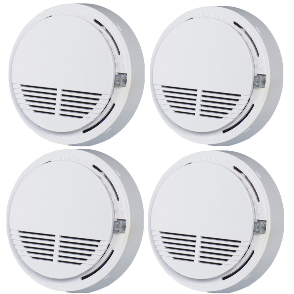 4 Pack Smoke Alarm Detector Home Fire Safety Sensor Alert Battery Included 