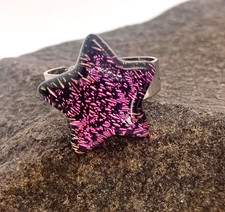 A Handmade Dichroic Glass Star Adjustable Silver coloured Alloy Ring