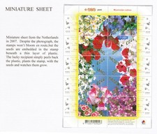 Netherlands 2007 Flowers Miniature Sheet Embedded with Flower Seeds