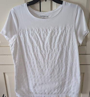 Nice Croft & Barrow Short Sleeves, White Top, Size Large