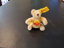 VINTAGE- Mini Steiff Mohair Teddy Bear 3" w/ All Tags Button - West Germany